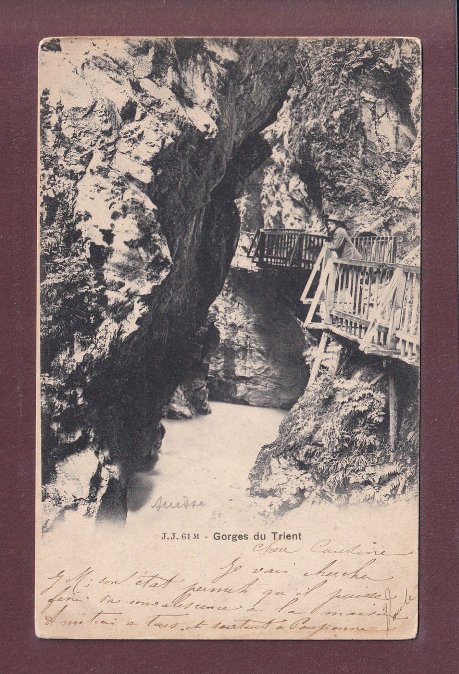 Cartoline postali: GORGES DU TRIENT - 1904 – Usato da Pully venduto da nicecards