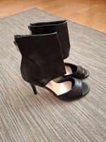 Schwarze Sommerschuhe, Gr. 37, Peep-Toe-Stiefeletten  i