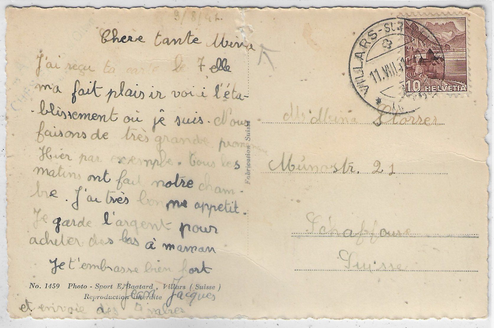 Cartoline postali: Villars-Chesieres - Institut Alpina – Difettoso da Ettingen venduto da Kartenplanet 1