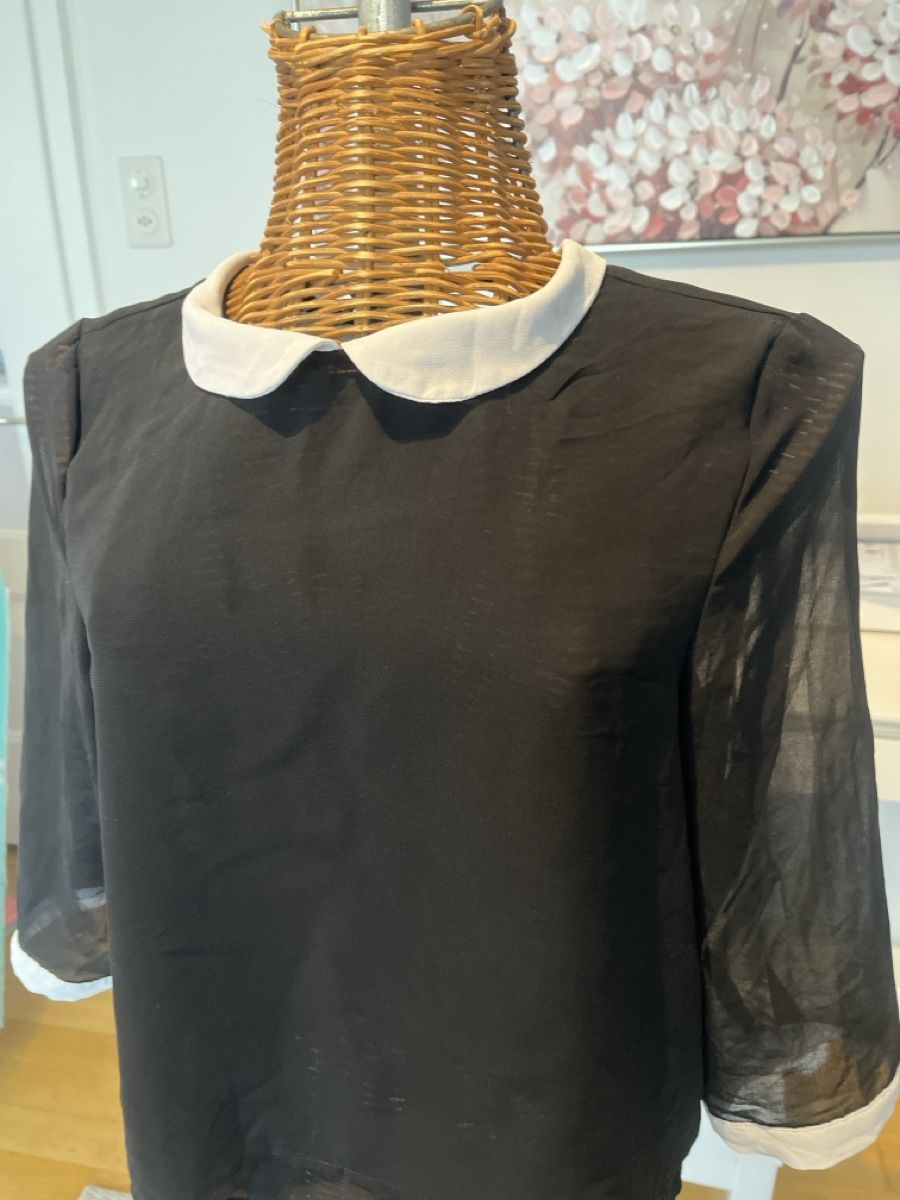 Pull&Bear Camicette: Bluse mit weissem Kragen, Pull&Bear, S – Usato da Solothurn venduto da Bobesch08 1
