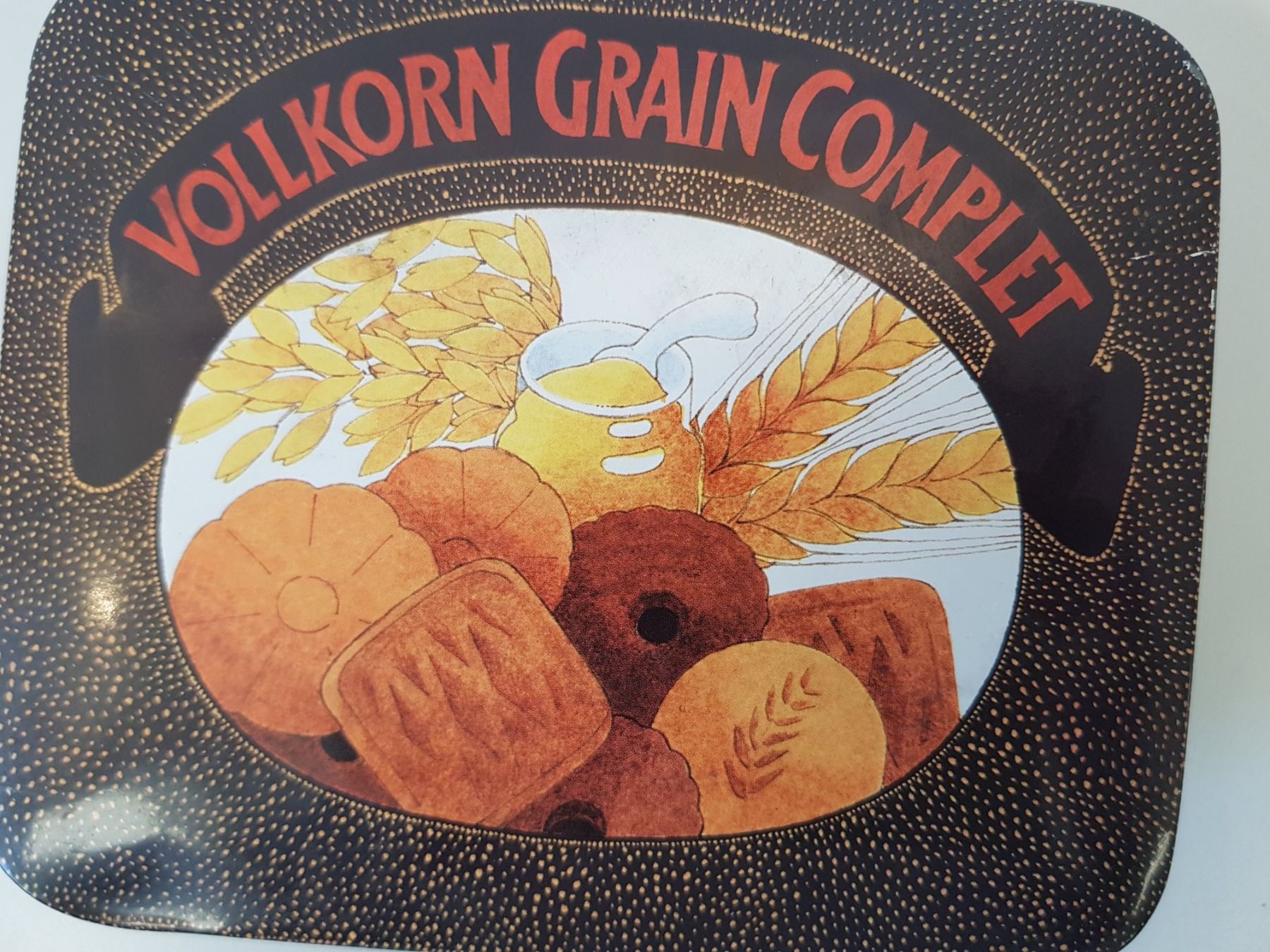 Barattoli: Alte Blechdose von Hug Vollkorn Grain Complet Blechdose – Usato da Wohlen AG venduto da Colina 1