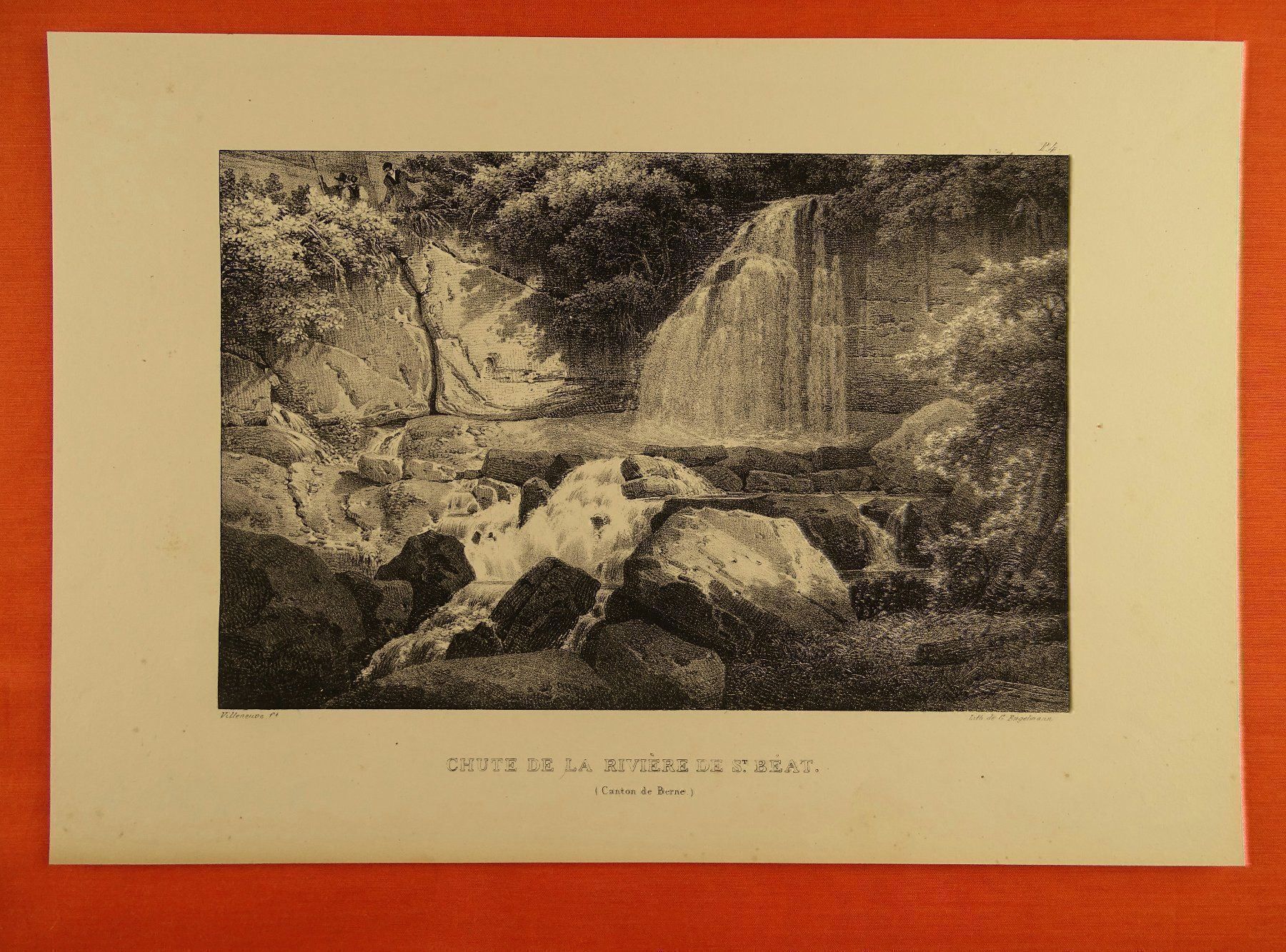 Grafica & Litografie: BEATENBERG WASSERFALL. LITHOGRAPHIE – Usato da Grüningen venduto da Kartensammler 1