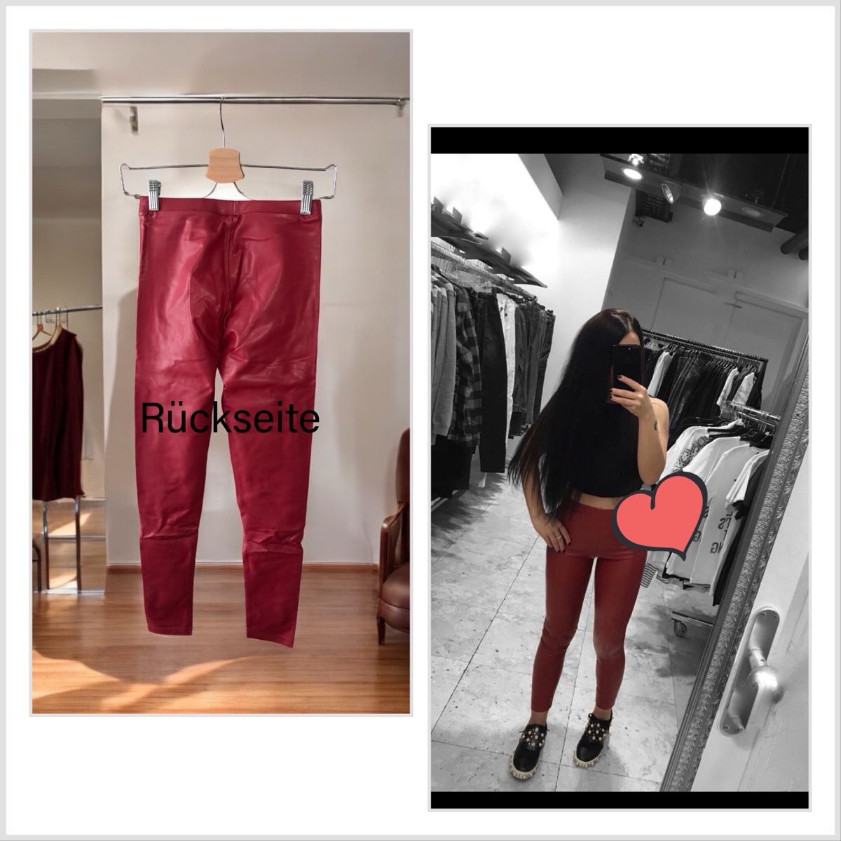 Leggings: Rote Kunstlederleggins Gr. S Herbstlook – Usato da unterentfelden venduto da leyla08 2