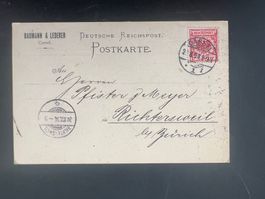 Postkarte Reichspost 1894 mit Firmenstempel nach CH  (V894)