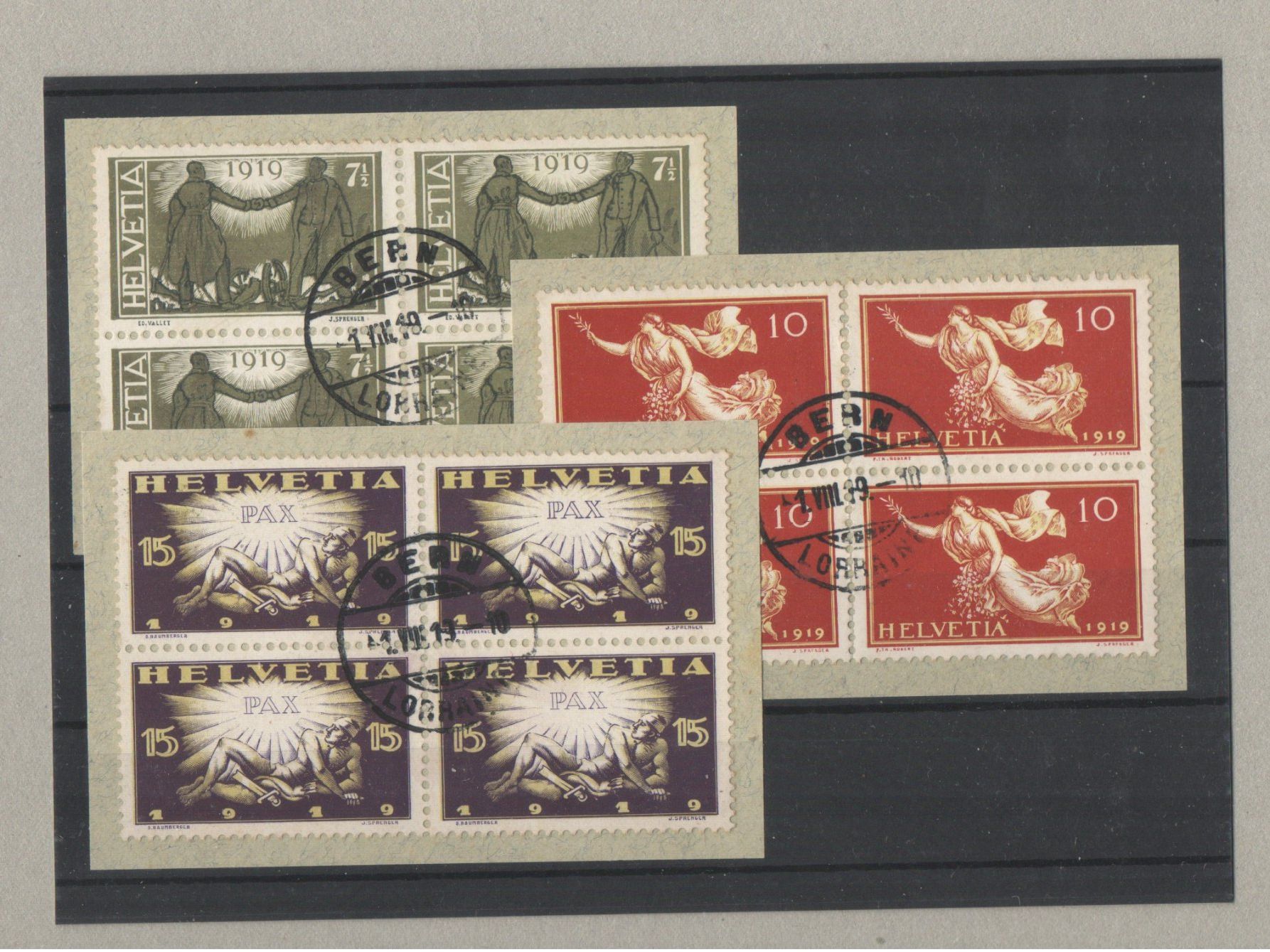 Alle Briefmarken: Friedensmarken 1919 – Gebraucht aus Echichens von Topfila