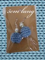 Süsse Ohrringe, hellblau, gehäkelt, mit Perle, Handmade💙