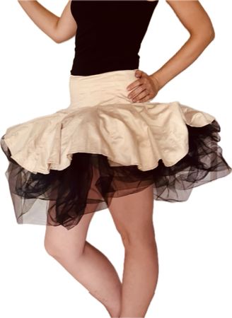 Ausgefallener Tüllrock in Creme und Schwarz, Grösse S