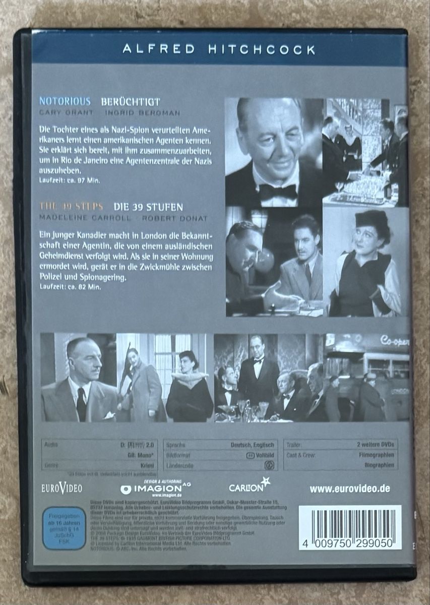 Tutti i DVDs: NOTORIOUS UND DIE 39 STUFEN – Nuovo (secondo la descrizione) da Dietikon venduto da AndreaSch01 1
