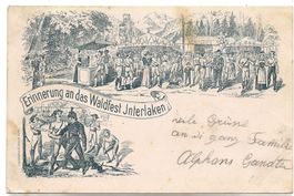 Interlaken BE  Erinnerung an Waldfest - Vorläufer-Litho 1899