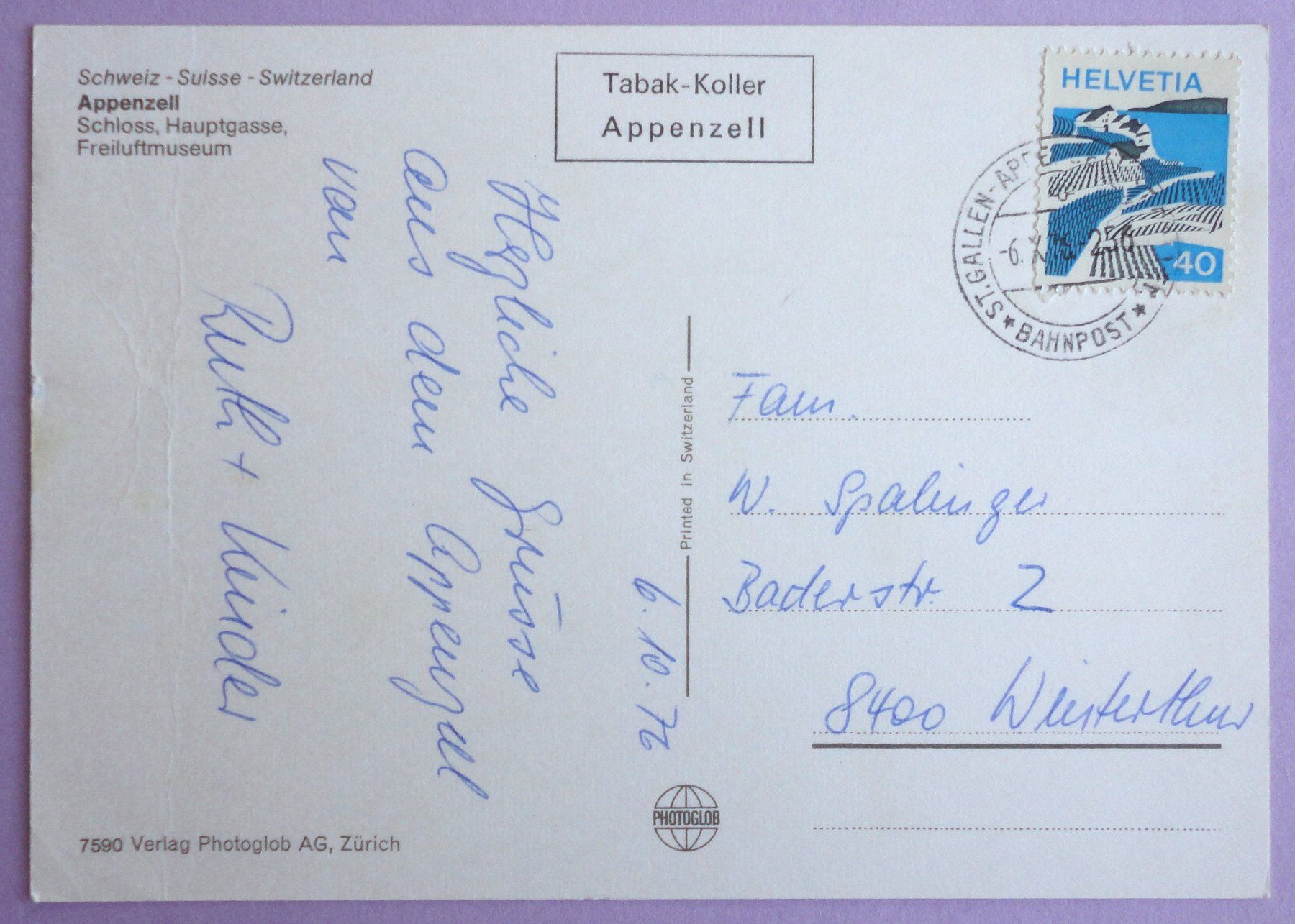 Cartes postales: Appenzell – Défectueux à Fétigny par Billy2miny 1
