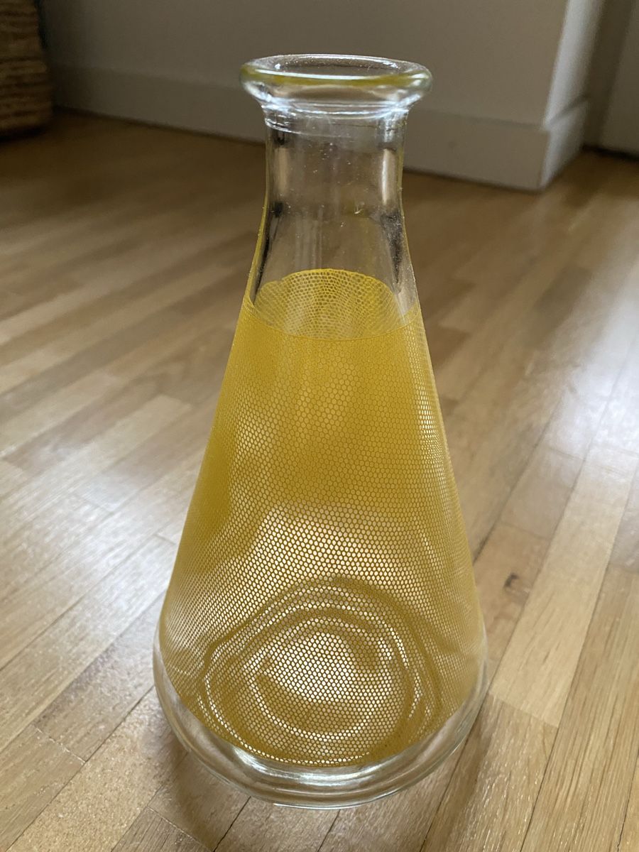 Karaffen: Karaffe & 7 Gläser, gelb gemustert, Vintage – Gebraucht aus Zürich von linlin02 1