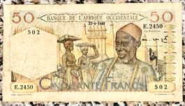 50 Francs Westafrika 1948 Rarität!!!