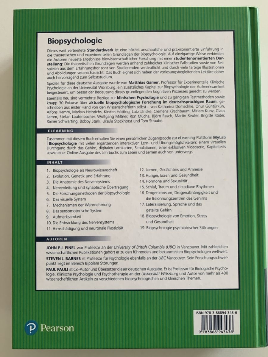 Bücher: Biopsychologie Pearson - unbenutzt – Neu (gemäss Beschreibung) aus Hombrechtikon von jan_m6xf 1