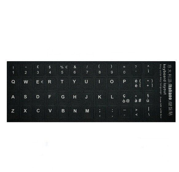 ADESIVI TASTIERA KEYBOARD STICKERS ITALIANO GIALLO TRASPARENTE