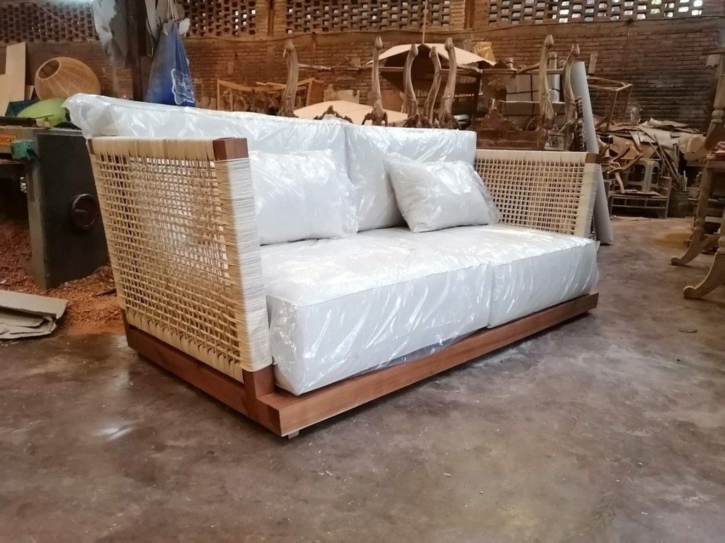 Sofas: Sofa Couch Polstermöbel Lounge Teakholz Rattan – Neu und originalverpackt aus Daisendorf von Wohn-Kult 1