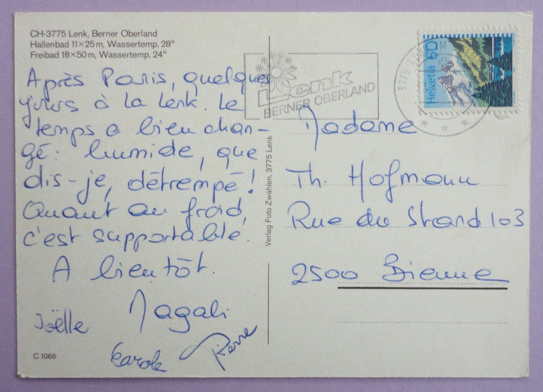 Cartoline postali: Lenk, B.O., Hallen- und Freibad – Usato da Fétigny venduto da Billy2miny 1