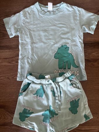 H&M Baumwoll Dino Set Türkis Gr. 98