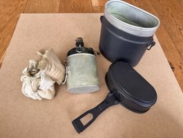 Schweizer Armee Kochgeschirr Set Feldflasche TOP Zustand!