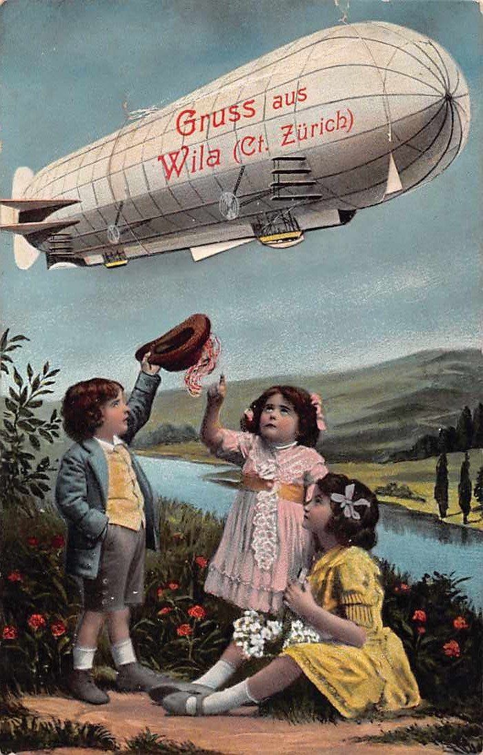 Cartoline postali: 4 alte Ansichtskarten WYLA ZH inkl. Litho & Leporello – Usato da Lufingen venduto da TopAnsichtskarten 4