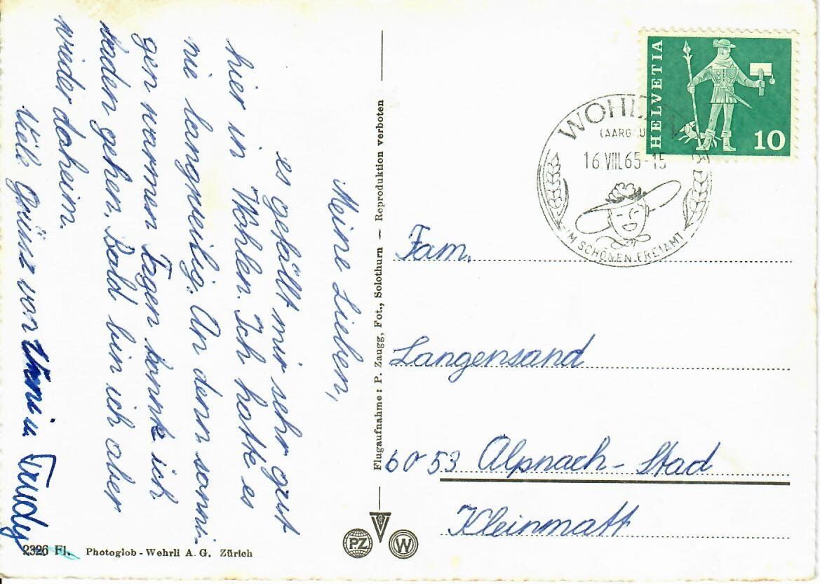 Cartoline postali: Wohlen AG – Usato da Hochdorf venduto da Ziegel-16 1