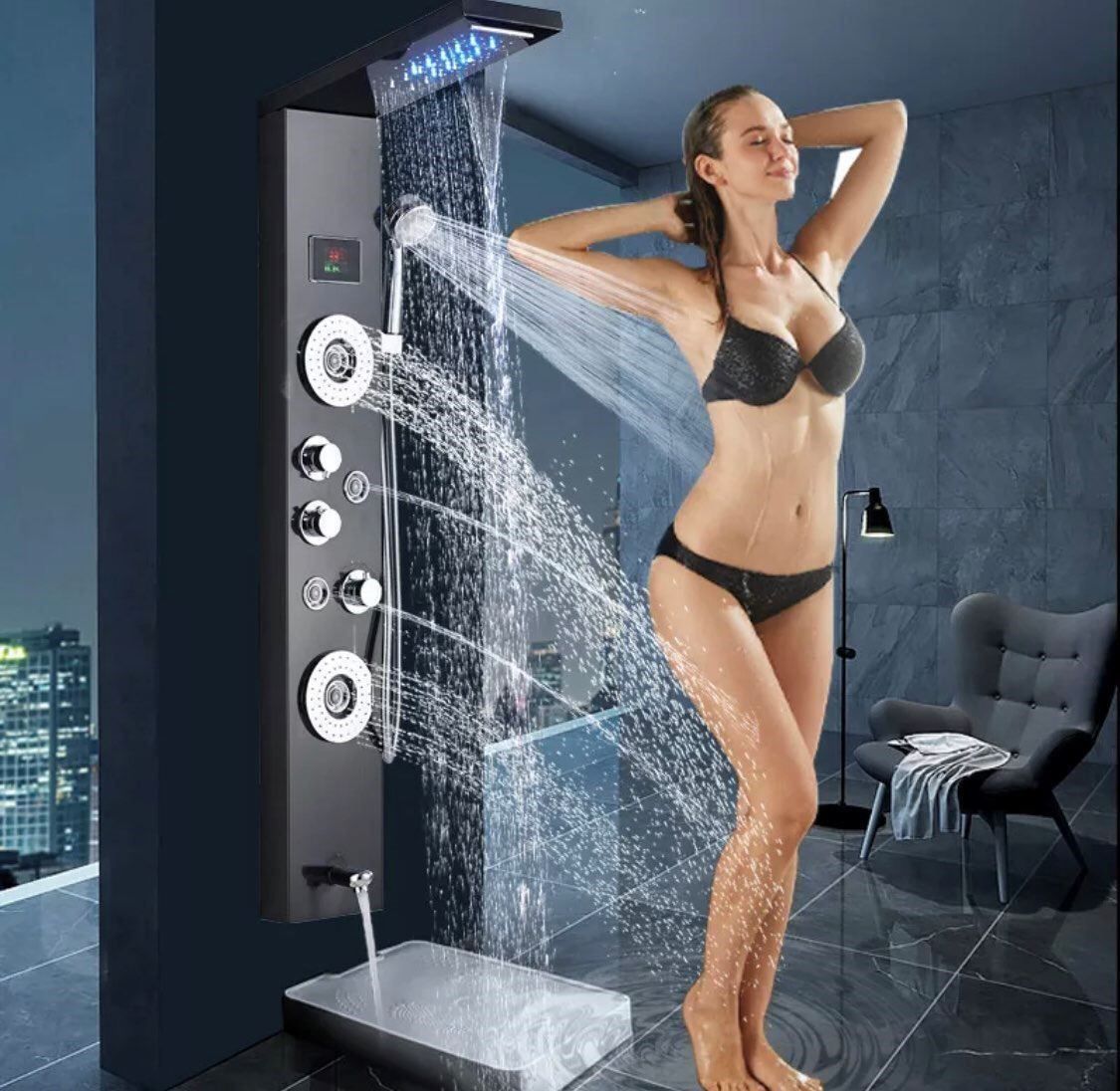 Duschen: +LED Schwarz Regendusche Edelstahl – Neu und originalverpackt aus Amriswil von JaJa-Express 4