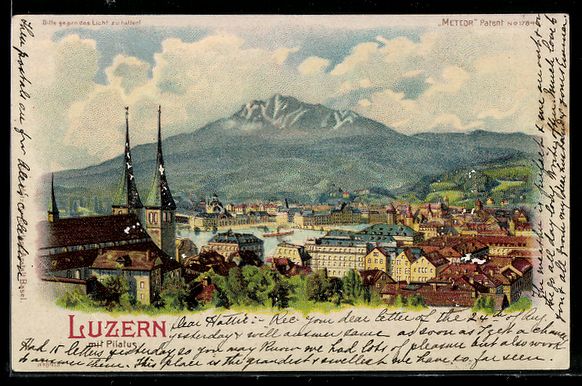 Ansichtskarten: Litho Luzern, Teilansicht mit Pilatus, M – Gebraucht aus Berlin von bartko-reher