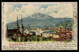 Litho Luzern, Teilansicht mit Pilatus, M