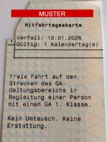 Mitfahrtageskarte 1. Klasse Verfall 13. Januar 2027