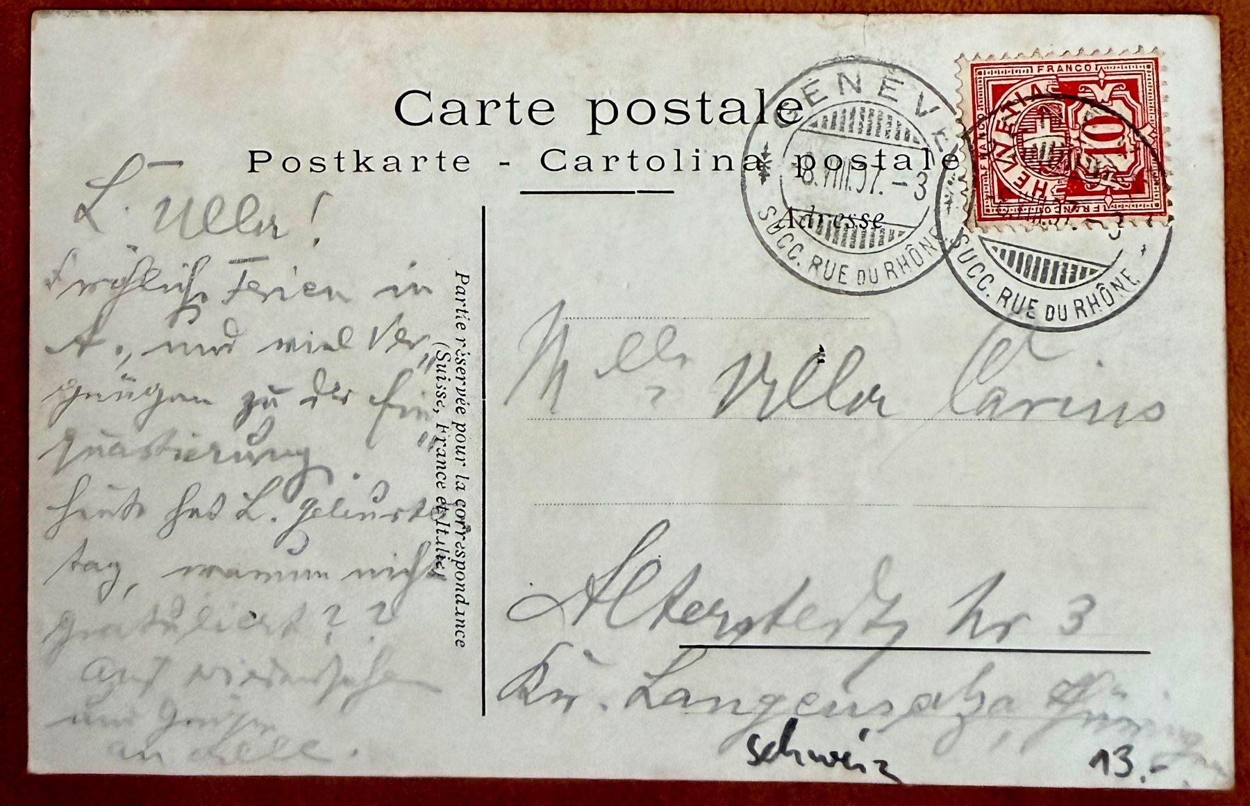 Cartoline postali: Genève - Parc des Eaux-Vives - Animée, 1907, Superbe – Usato da Lutry venduto da Ediego 1