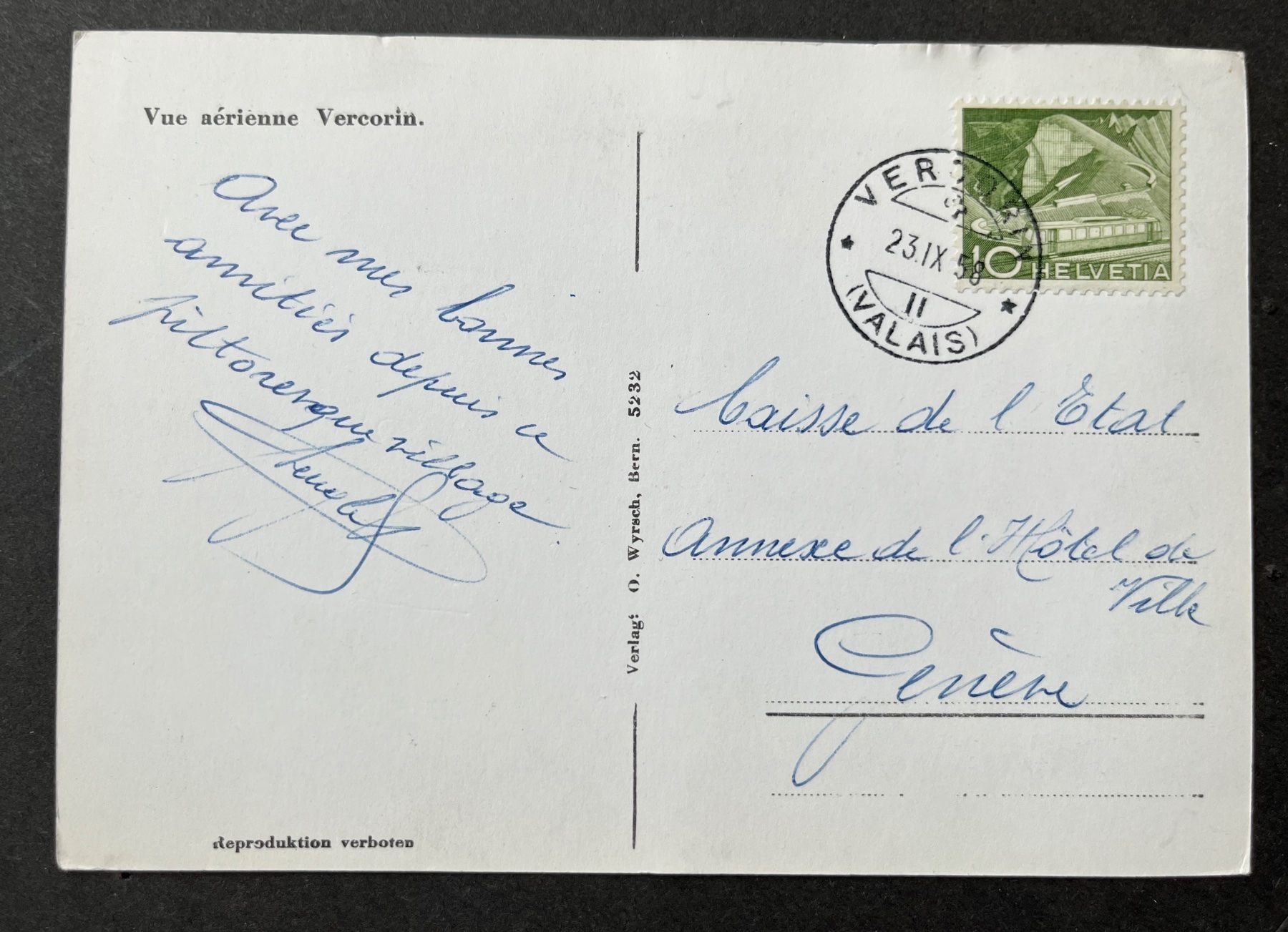 Cartoline postali: Vercorin VS/ Vue Aerienne, ca. 1960 – Usato da Ostermundigen venduto da DaxKarten-75 1