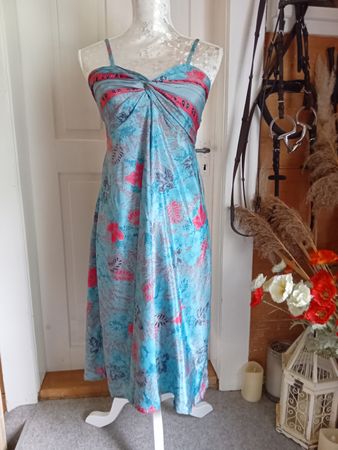 Sommerliches Seidenkleid, türkis/pink, Grösse S/M
