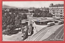 Zürich - Bellevueplatz mit Tram Nr. 2 und 10 - 1961