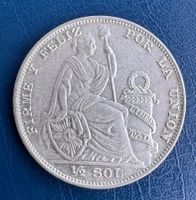 1/2 Sol Silbermünze 1935 Republik Peru - Top Zustand!