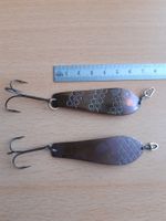 Zwei alte antike vintage Kneubühler Blinker, Löffel, Spinner