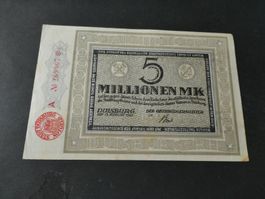 Dt. Reich 1923,  Duisburg, 5 Millionen Mark