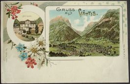 LITHO Gruss aus VÄTTIS Hôtel Calanda - Stabstempel RAGAZ