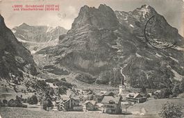 Grindelwald (BE) – Ansicht des Dorfes und der Viescherhörner