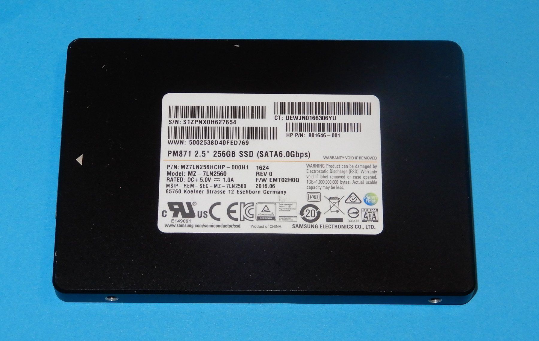 Samsung Dischi rigidi: Samsung PM871 256 GB SSD – Usato da Bern venduto da compischop