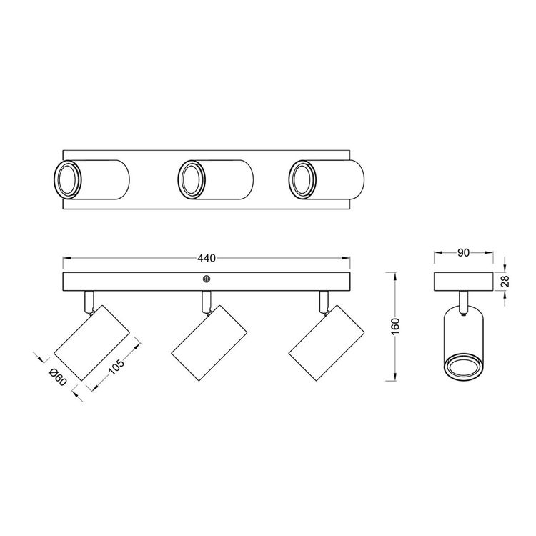 Lampes: Deckenleuchte, 3 Strahler, 44 cm x 9 cm – Neuf (Voir description) à Kreuzlingen par Smart-Light 3