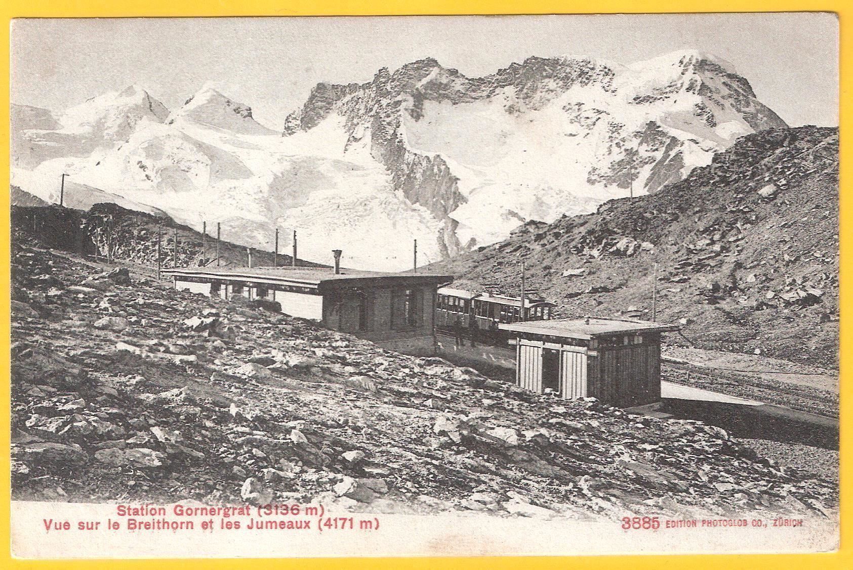 Cartoline postali: 24.5.1909 Gornergratbahnendstation Zermatt/Balkenstempl BRIG – Usato da Zürich venduto da Hagliweg 1