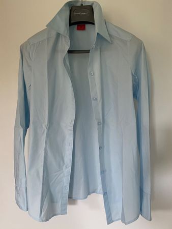 ESPRIT Hemdbluse Baumwolle - zartes Hellblau