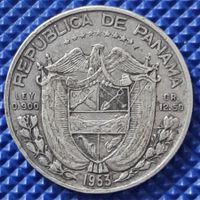 Medio Balboa 1953 Panama en argent