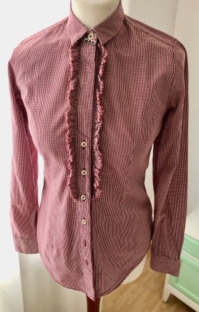 Lucky Luca Trachtenhemd, Trachtenbluse, S 36, rot kariert