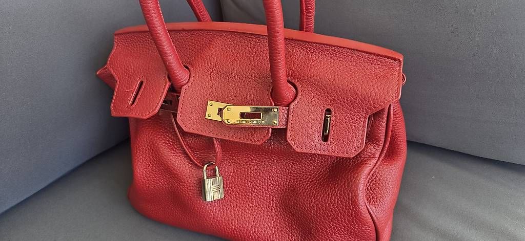 Sacs femmes: Echte Leder Handtasche rot / gold – D'occasion à St. Urban par kun_9gl9