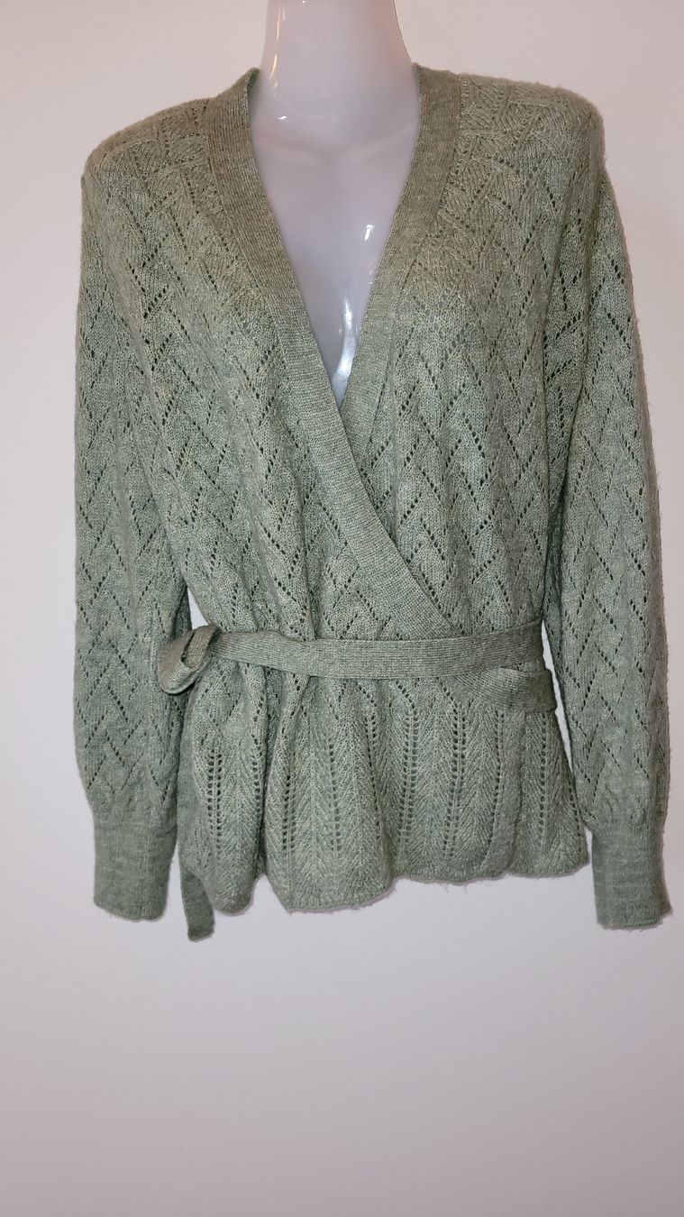 Boléros: Damen Strickjacke grün mit Bindegurt – D'occasion à Horgenberg par Klatschmohnmaria 1