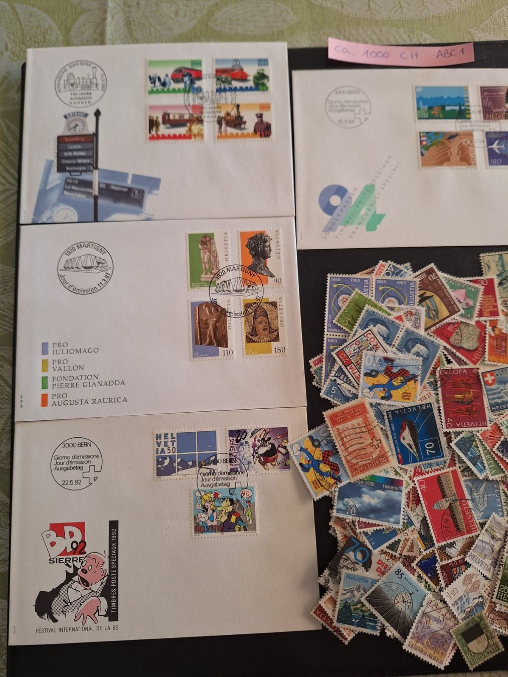 Alle Briefmarken: CH- ca. 1000 und 4 Briefe dazu (ABC1) – Gebraucht aus Genolier von Antoine30 1
