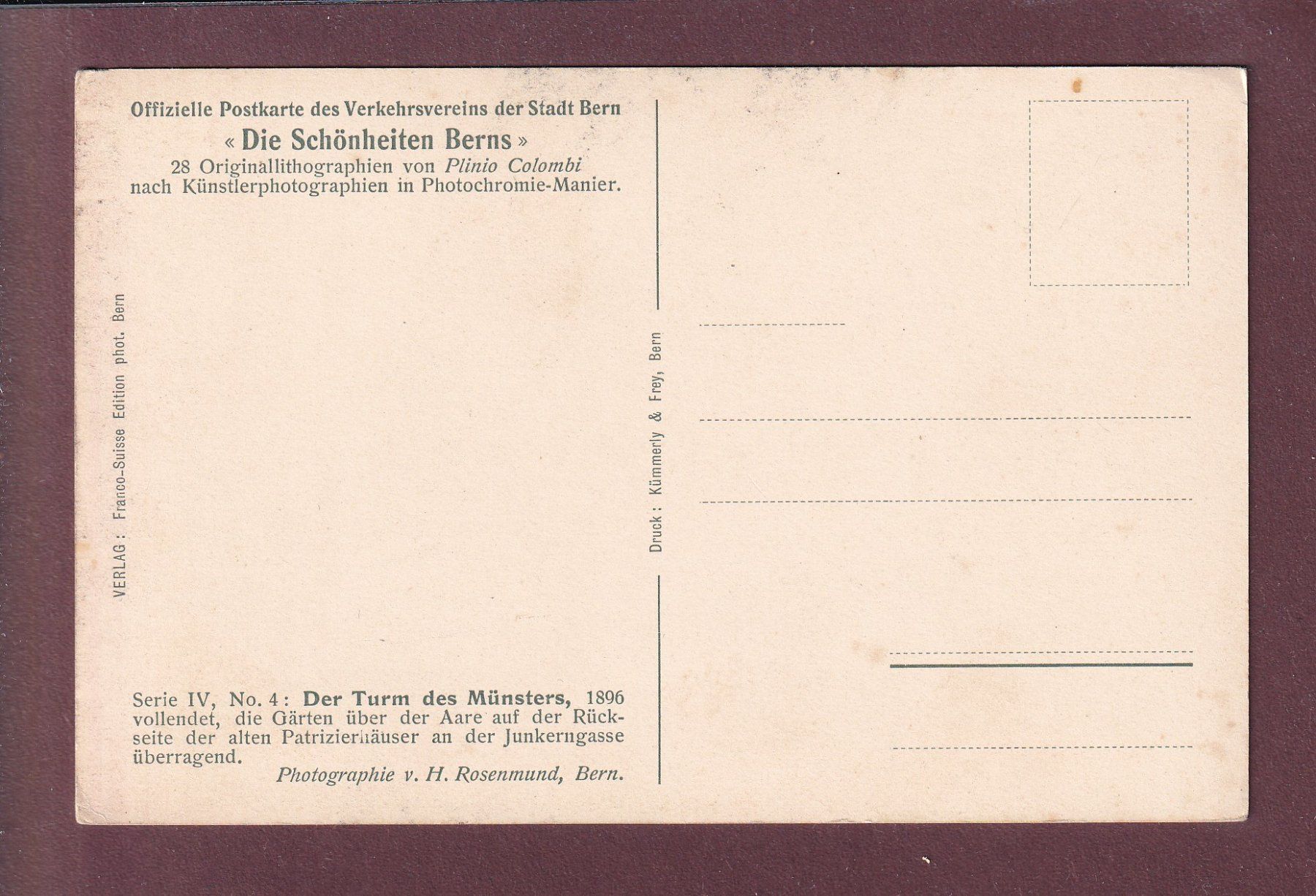 Cartes postales: BERN - Turm des Müsters – D'occasion à Pully par nicecards 1