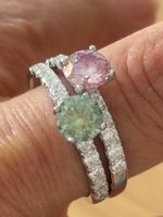 Luxus Elegante Gr.19/9 Duo Ring Weiss Zirkonia Farbe Silber