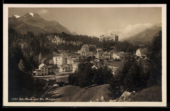 Cartoline postali: AK Sils Maria, Panorama mit Piz Margna – Usato da Berlin venduto da bartko-reher