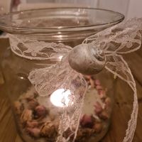 Windlicht Glas mit Spitze, Kerze & Deko, Top!